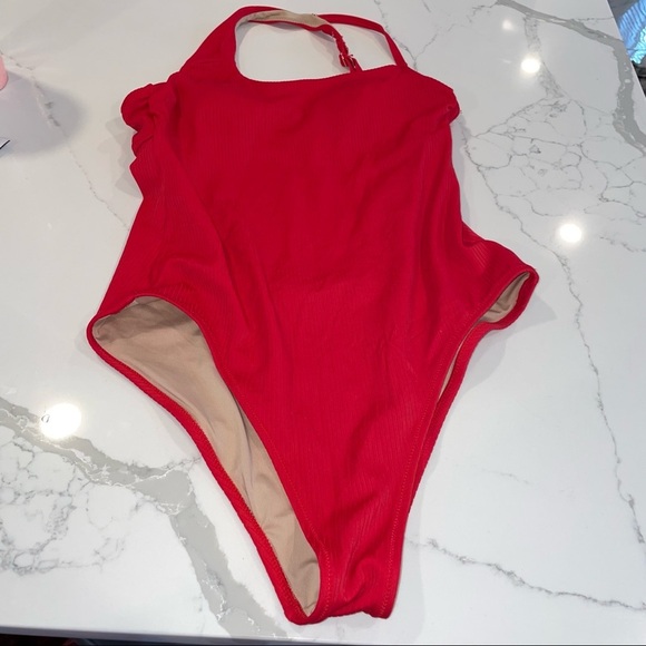 Women's Ribbed Asymmetrical One Shoulder One Piece Swimsuit - Shade & Shore - Picture 6 of 9